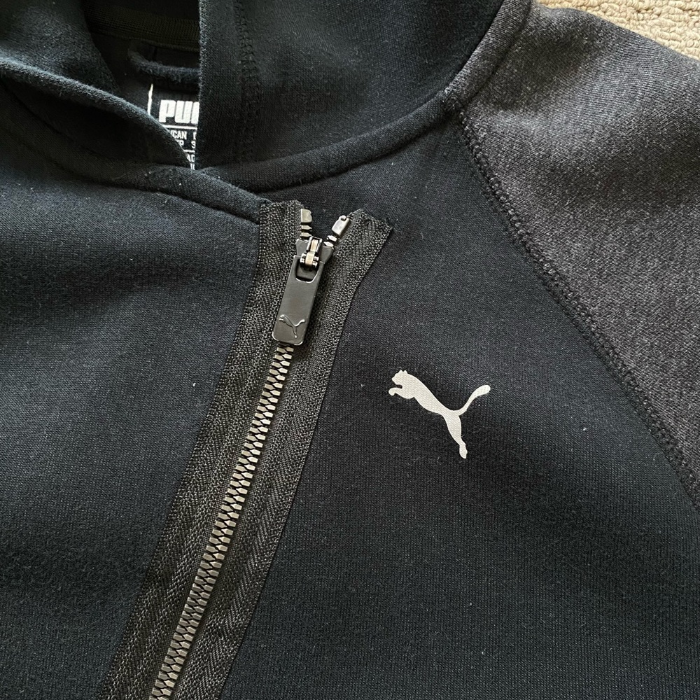Puma Women Black Grey Full Zip Activewear Hoodie Jumper Sz XS AU8 - Picture 5 of 10